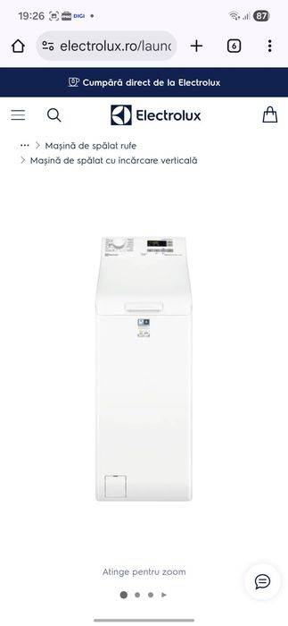 Mașină de spălat verticală PerfectCare600 clasă B 7.0 kg Inverter
