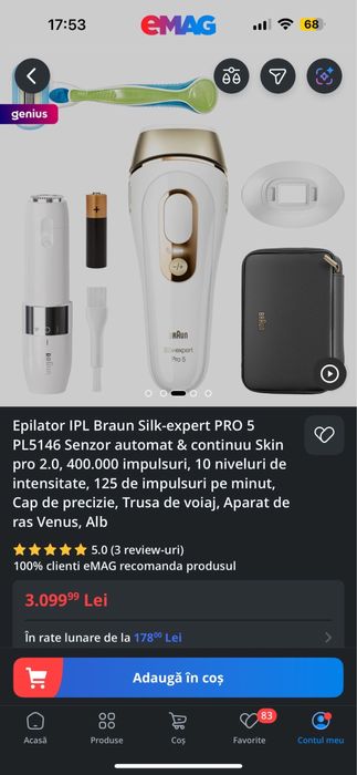 Epilator IPL Braun Silk-expert Pro 5 PL5156 NOU. 400.000 flash-uri