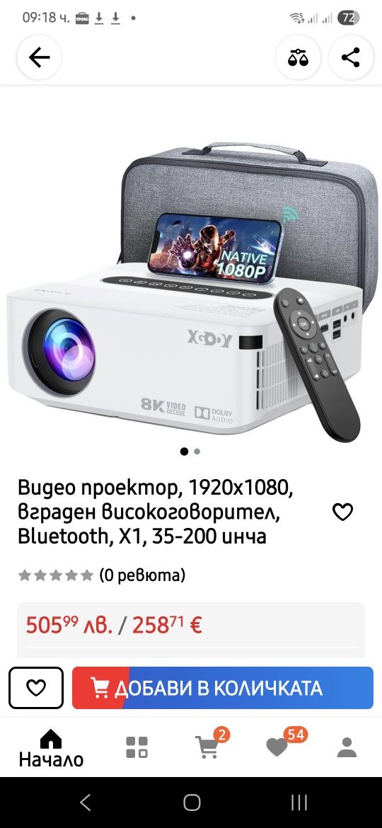 ТОП ЦЕНА!Smart 8K Android WiFi 5GВисок клас  проектор Native 1080P