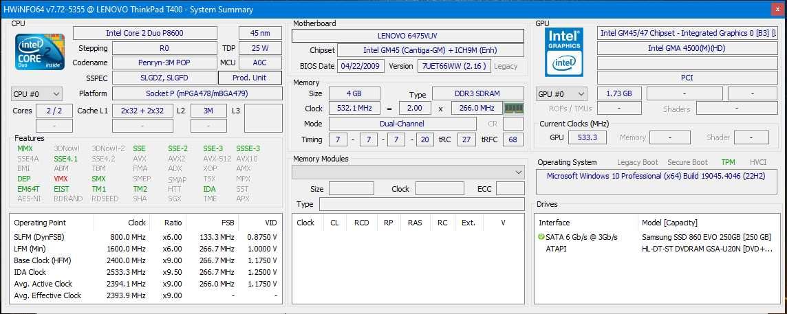 Lenovo ThinkPad T400 SSD