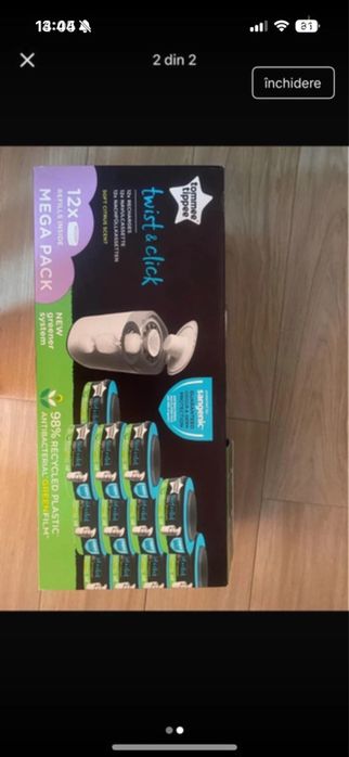 Cos scutece tommee tippee cu rezerve