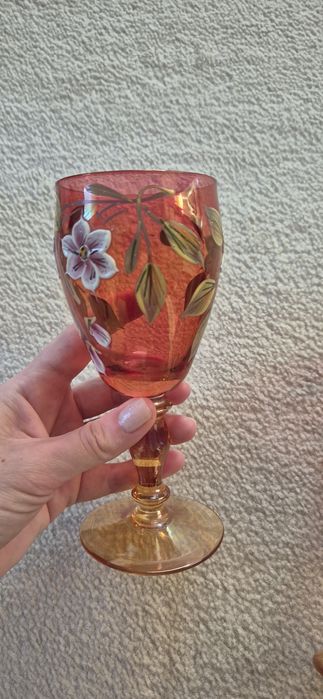 4 pahare vintage - cristal Bohemia, stil Murano