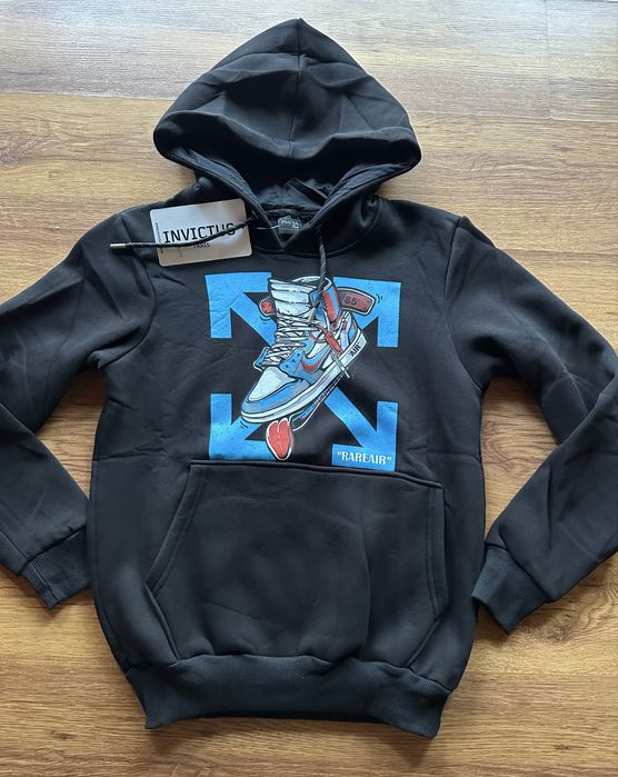 Мъжки,памучен,черен суитчер OFF White,триконечна вата