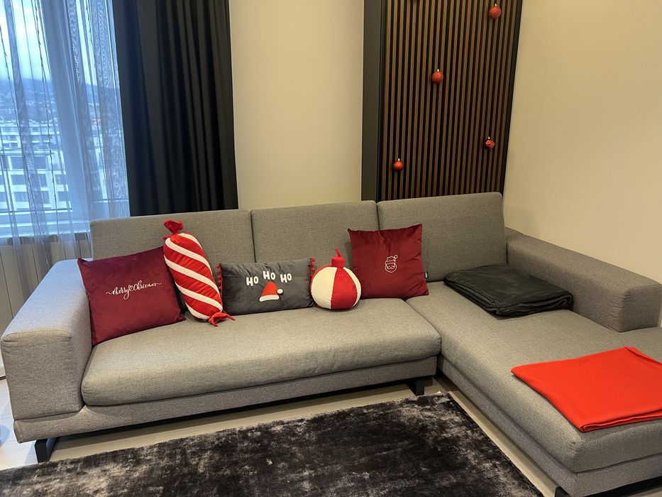 Сив ъглов диван неразтегателен