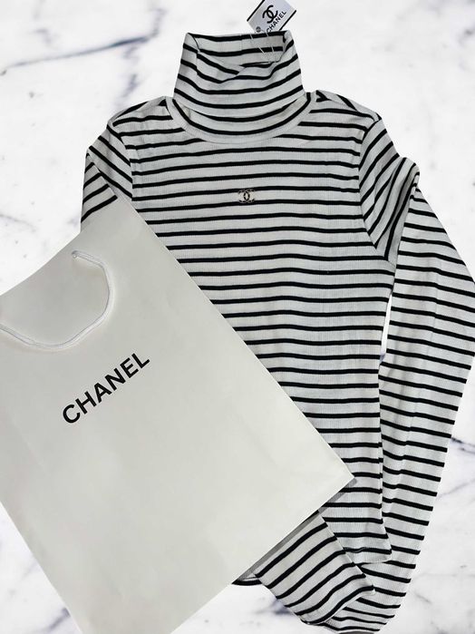 chanel рае блуза с дълъг ръкав лукс шанел поло зимна пролетна дамска