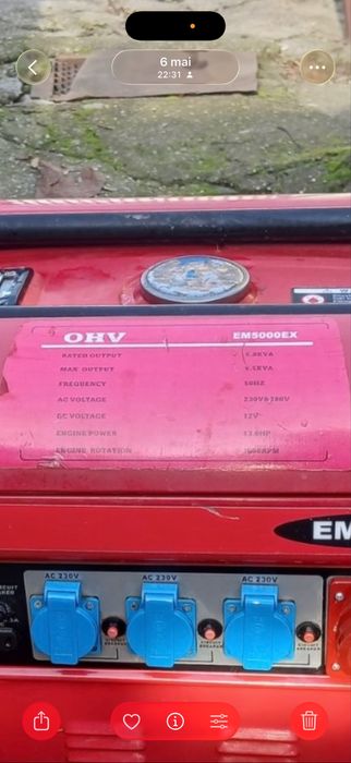 Generator de curent OHV EMS5000EX – 5.5 kVA – 13 CP