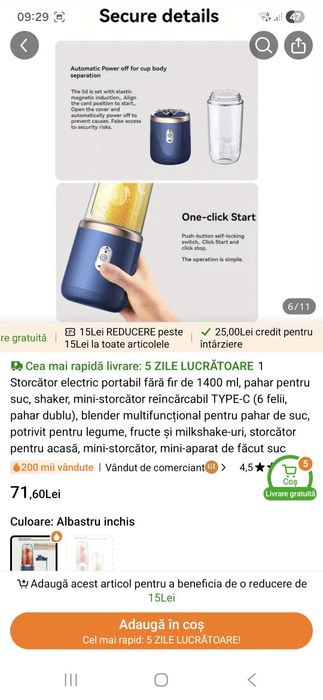 Mixer blender fructe shaker fitness sală bebe reducere 50% !!!