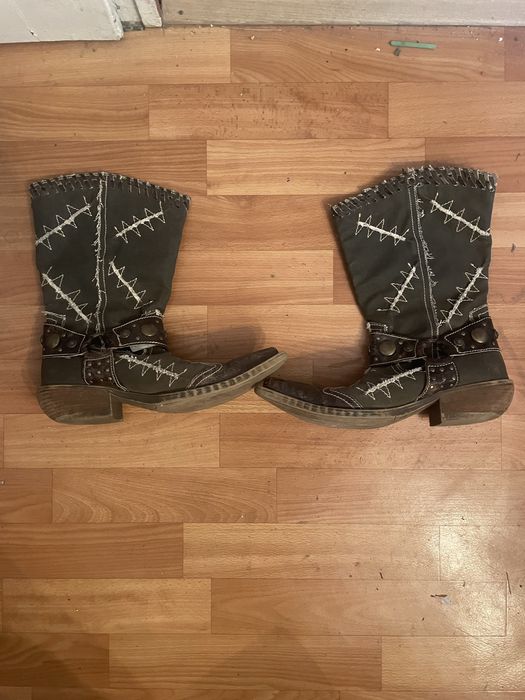 Винтидж уестърн дамски ботуши с уникален дизайн и шевове