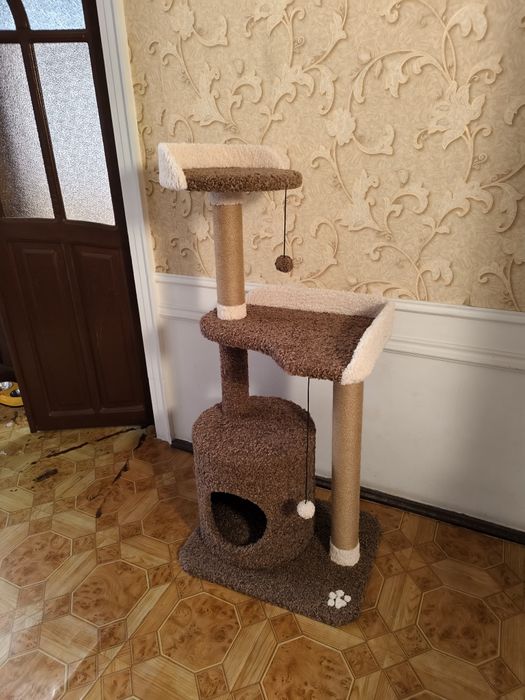 Домик когтеточка для кошек. Игровой домик. Зоодомики