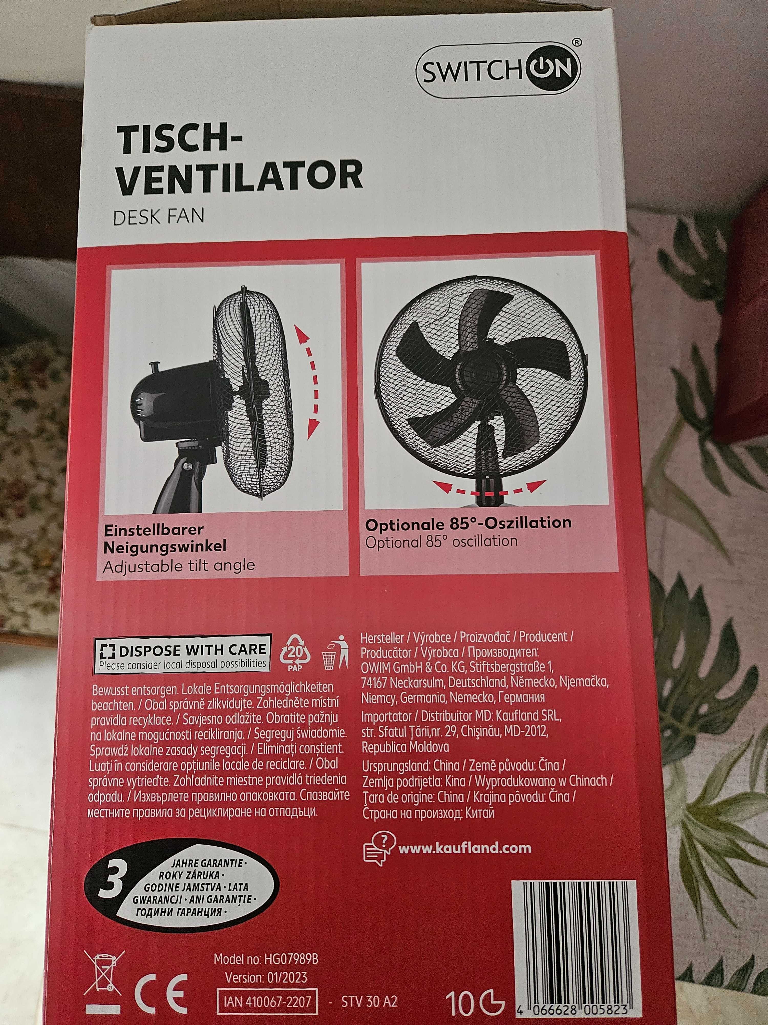 Set 2x Ventilator de masă 40W Ventilator răcitor de aer Oscilant