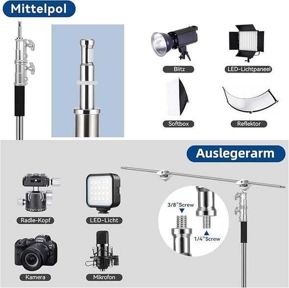 Suport C din oțel inoxidabil cu braț de , suport reglabil C de 285cm