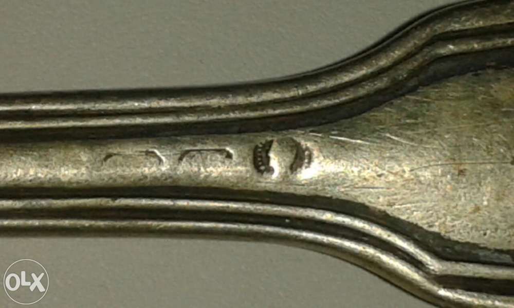 Антикварная металлическая с серебрением Столовая вилка