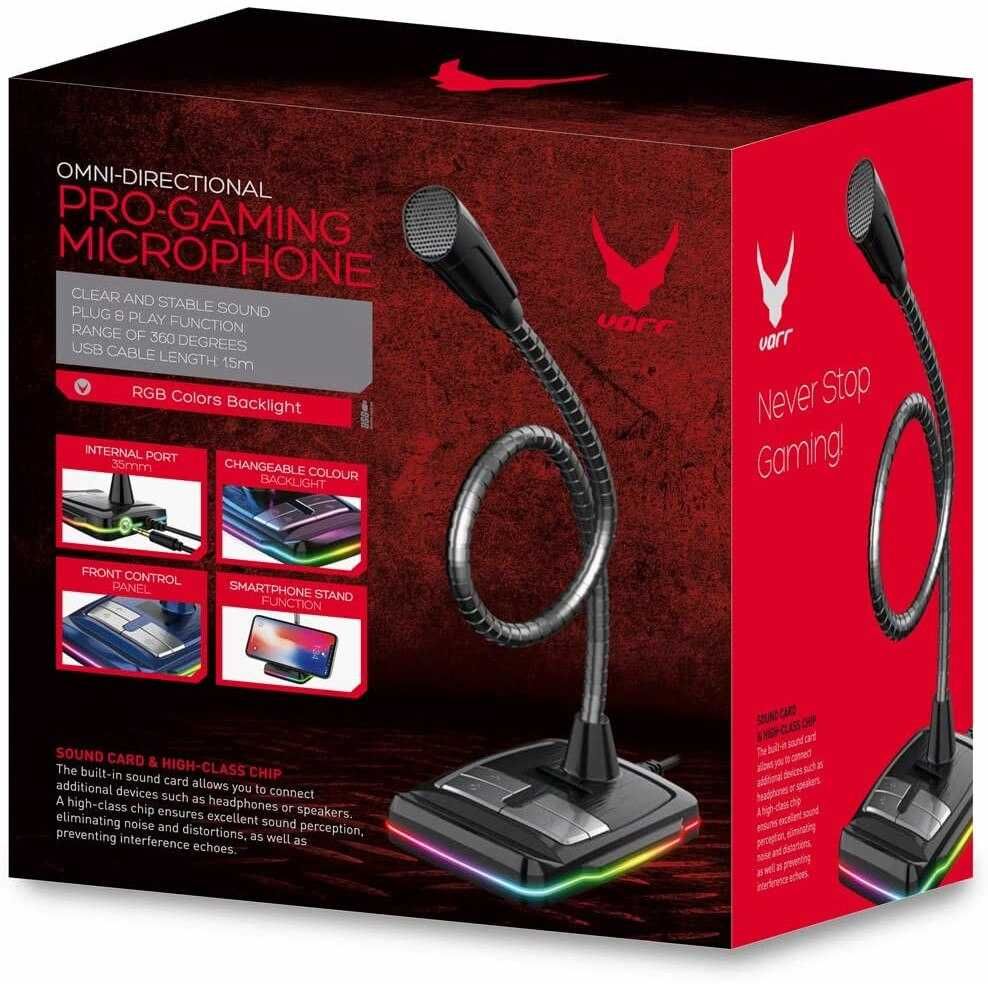 Microfon Gaming Varr VGMD1, Iluminare RGB, USB, Negru, PC, laptop