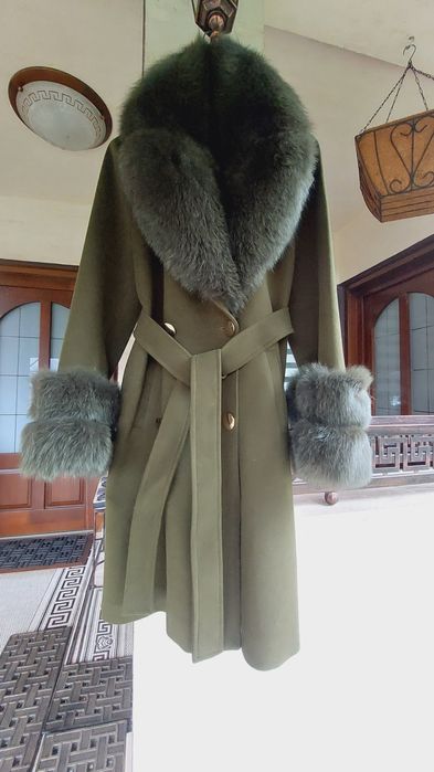 Palton cașmir  și blana naturala