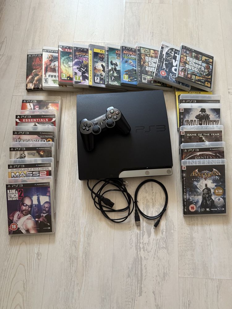 PlayStation Sony Slim 3 / 320 GB с джойстик и 22 игри