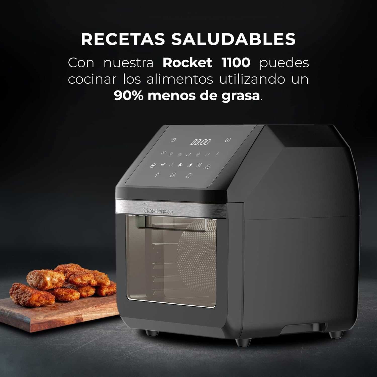 Airfryer MasterPro Rocket 1100, 11L, 1800W, LED сензорен екран