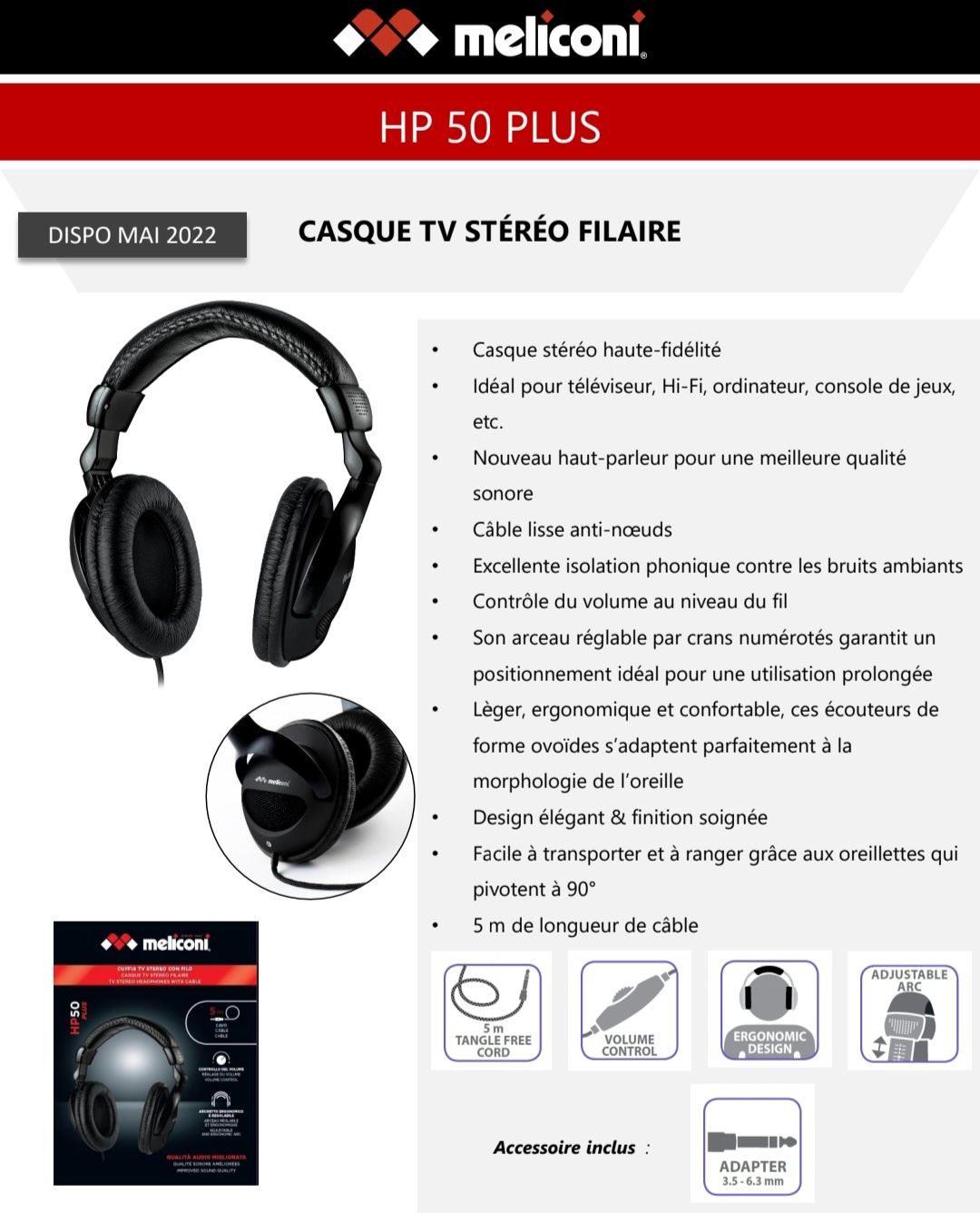 Casti Meliconi HP 50 PLUS Headphones Wired TV Headband Black