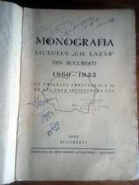 Monografia liceu Gh. Lazar, împlinirea a 75 de ani, 1860 - 1935, Buc.