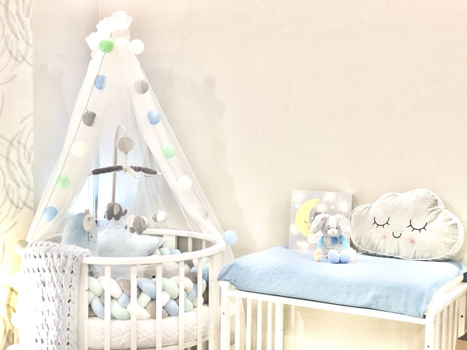 Бортики косичка для круглой кроватки