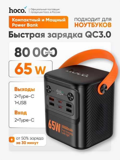 Hoco J152 Pro — Мощный Портатив Powerbank 80000 mAh 65W. Есть доставка