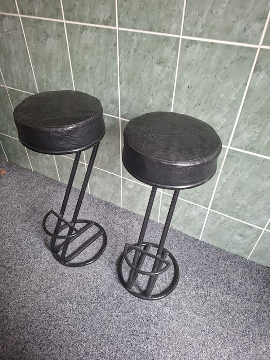 Set 2 Scaune de Bar - Structură Fier Forjat - Design Industrial/Retro