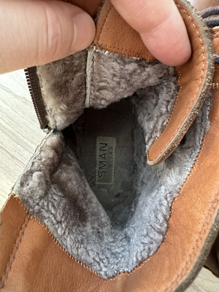 Кожаные зимние сапожки sman