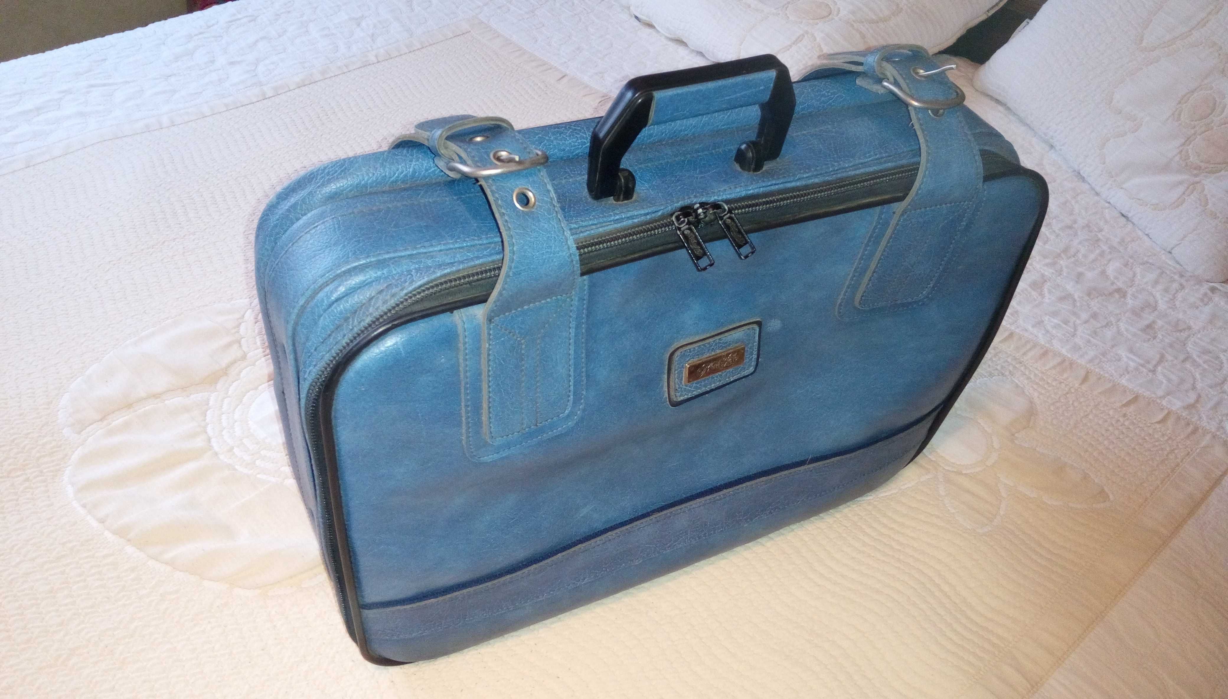 Куфар естествена кожа - Марко Поло син Marco Polo Suitcase