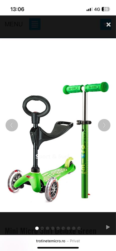 Trotineta copii Mini Micro 3in1 Deluxe Green