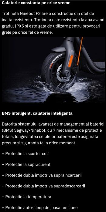 Trotineta electrica NINEBOT KickScooter F2, 10 inch, negru