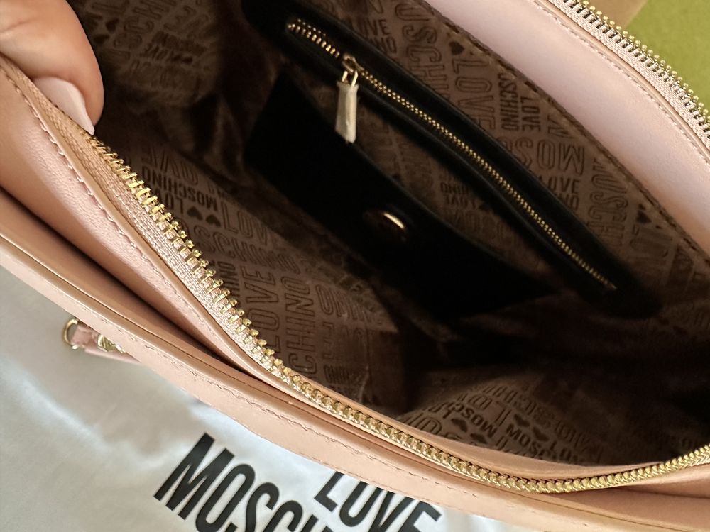 Geanta originala Love Moschino, Roz Prafuit, Shopper