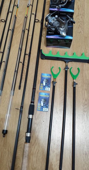 Set 2 Lansete Feeder Carbon 3,90m+2 Mulinete+Senzori,Husa,Suporti
