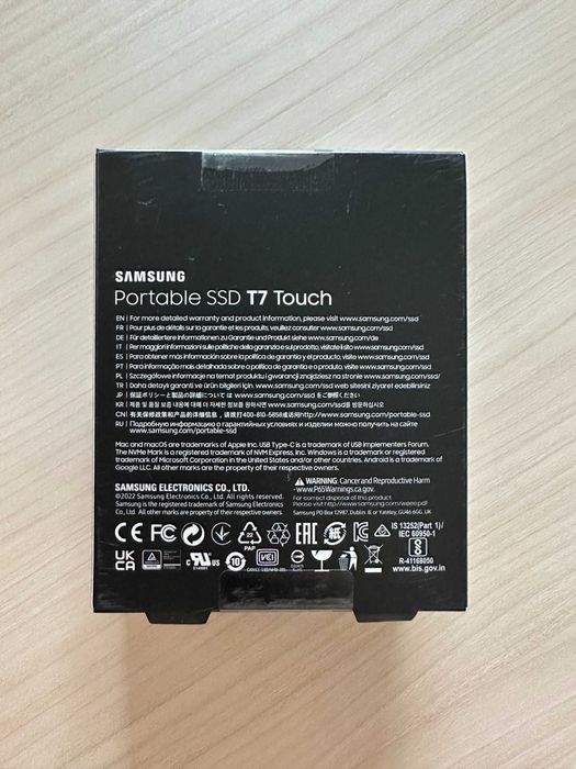 Samsung T7 Touch SSD 1TB 2.5inch, securizare cu amprenta, negru