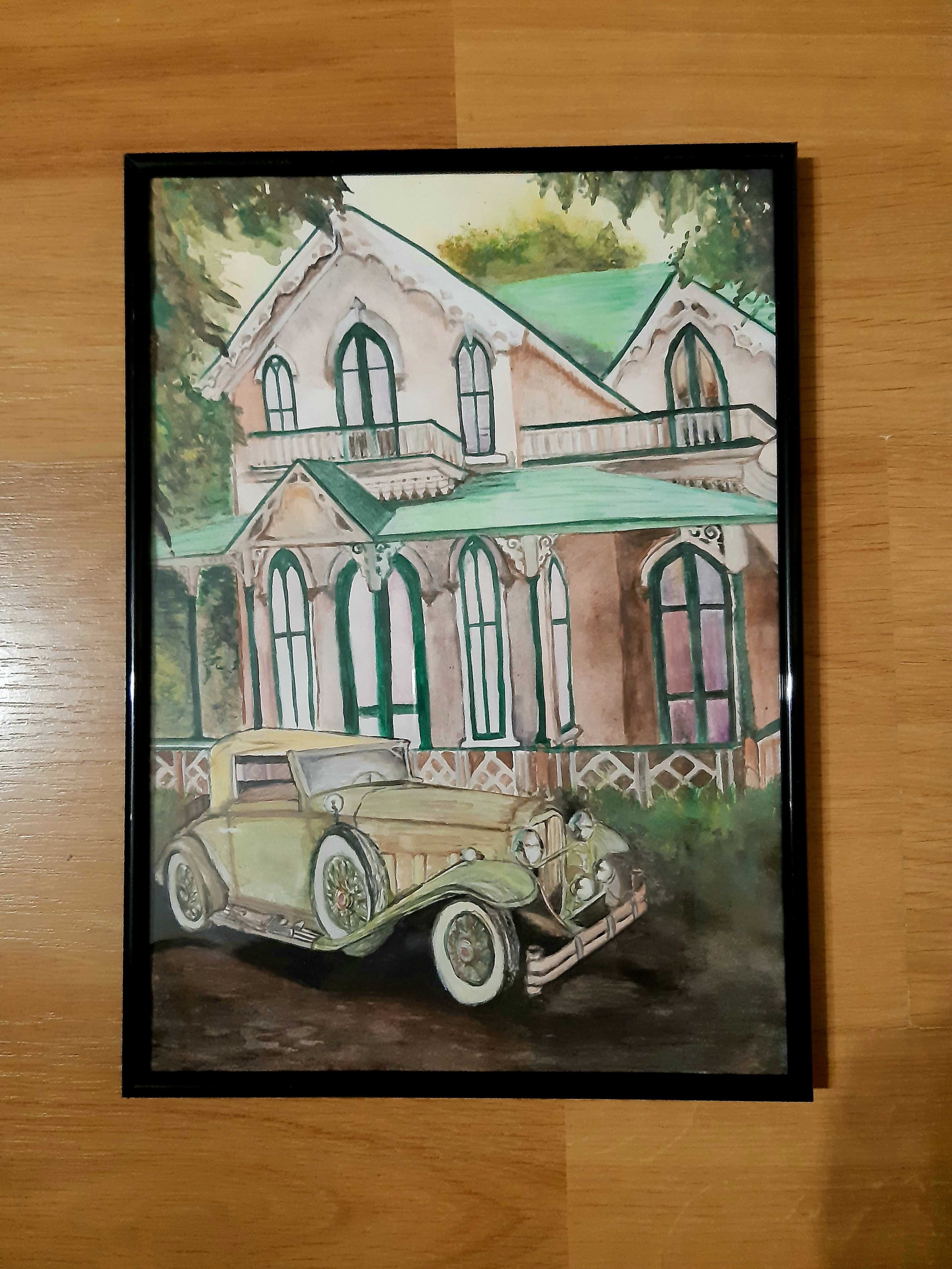 Tablou pictura A4 masina de epoca vintage Sunbeam anii '20