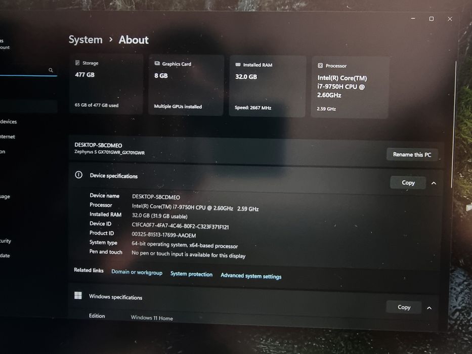 Asus Zephyrus gx701gwr