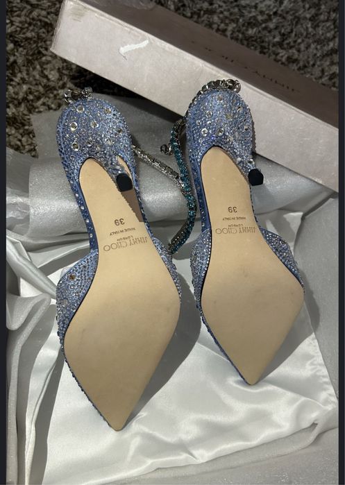 Pantofi Jimmy Choo Saeda crystal piele naturala pe soc