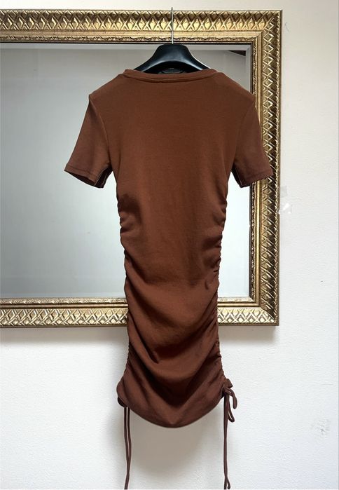 Rochie tricou maro, Zara, șnur lateral