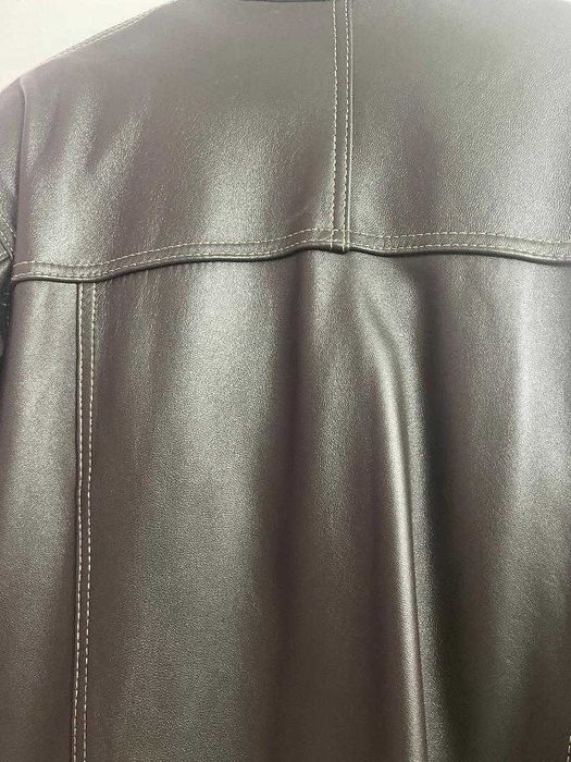 Geaca lunga din piele maro, matlasata - XL