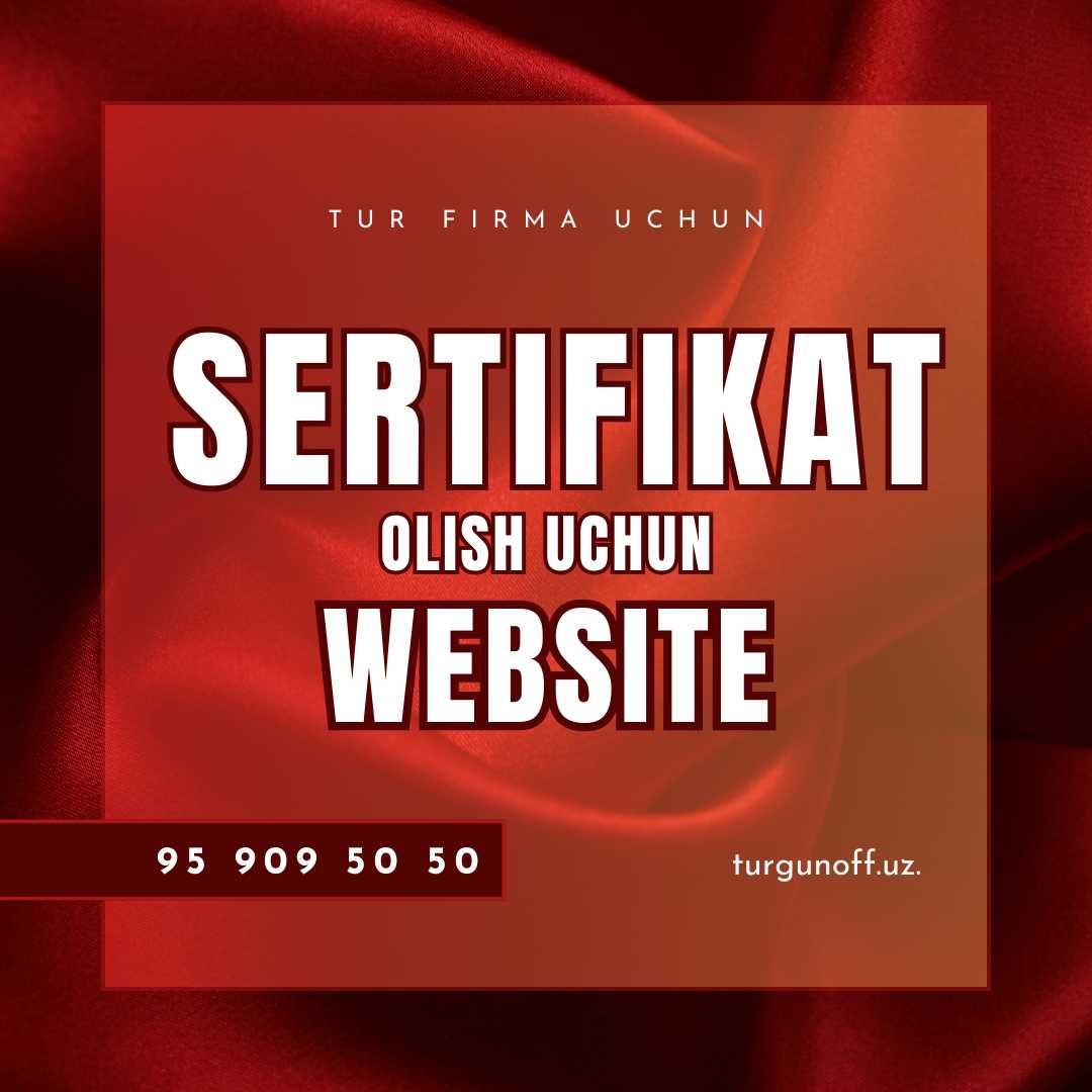 Tur firmalar SERTIFIKAT olish uchun website | Сертификат для Тур фирмы