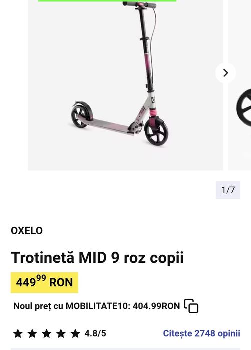 Trotinetă MID 9 copii
Trotinetă  roz copii