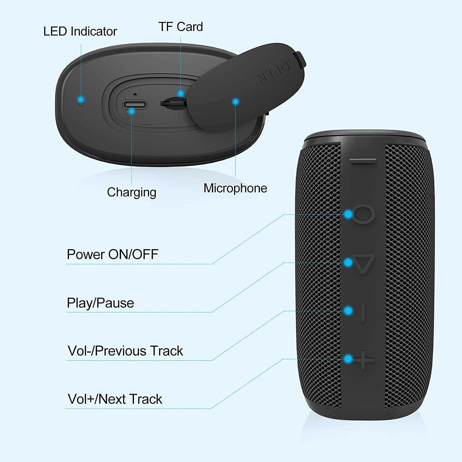 NOU Boxa bluetooth 5.0 Hadisala H2 IPX7 Waterproof