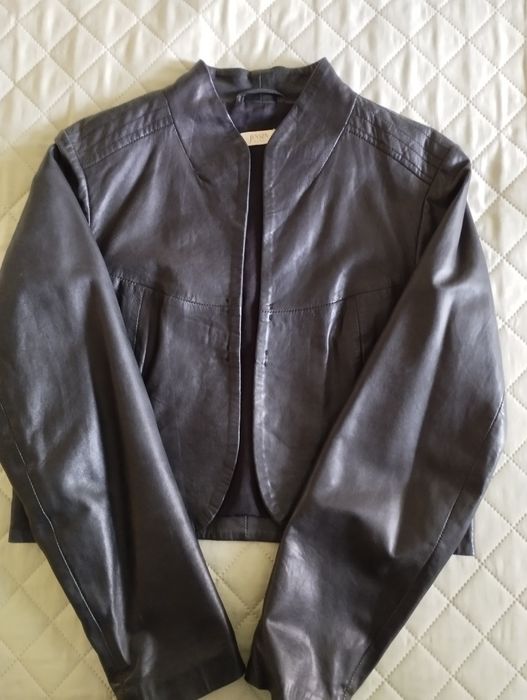 Естествена кожа черно късо яке