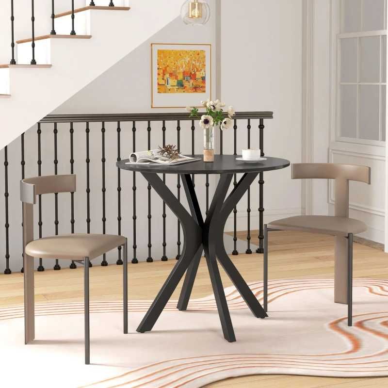 HOMCOM Трапезна  Кухненска маса, Кръгла маса, 78 см x 78 см x 75 см