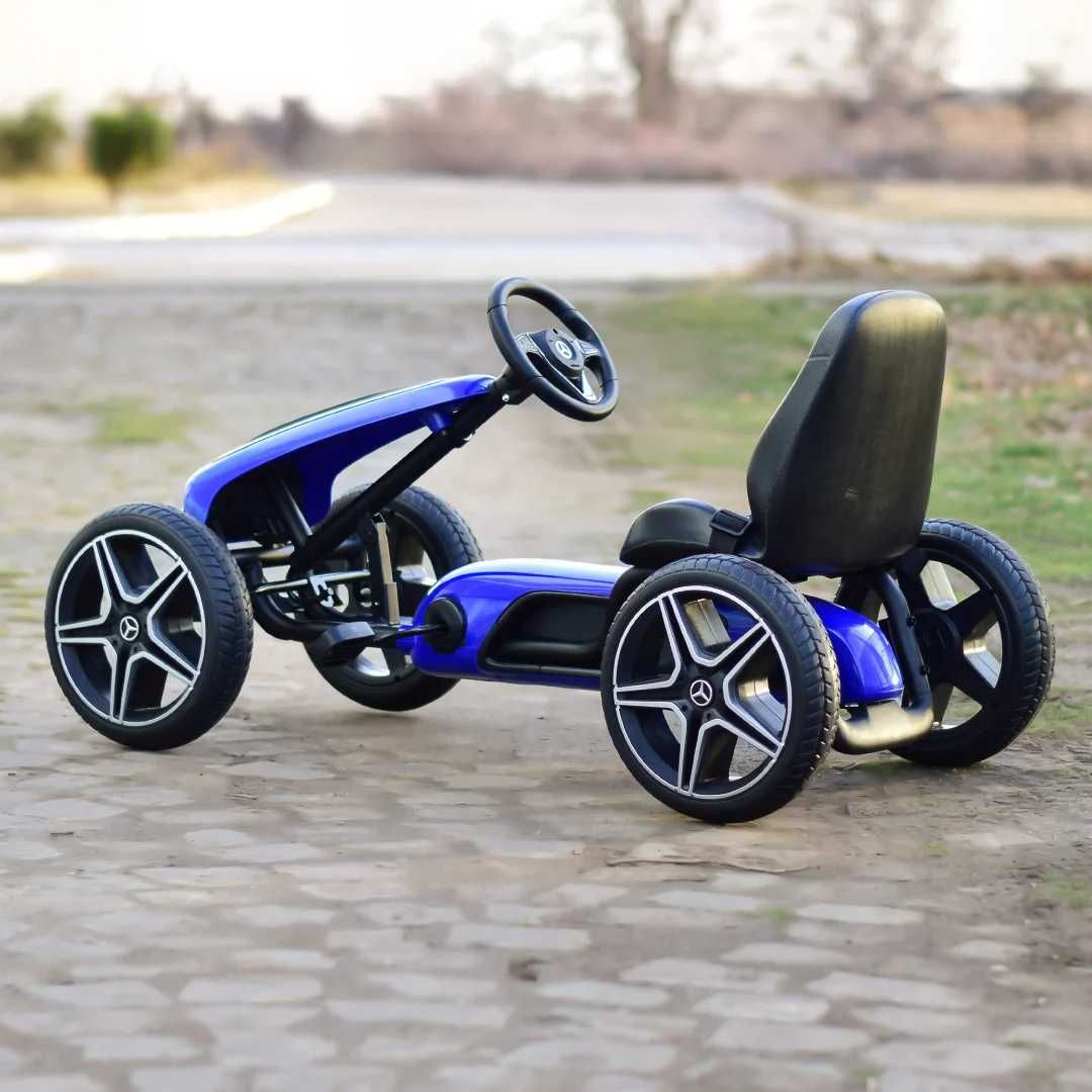 GO Kart cu pedale de la Mercedes, roti cauciuc solid, scaun reglabil