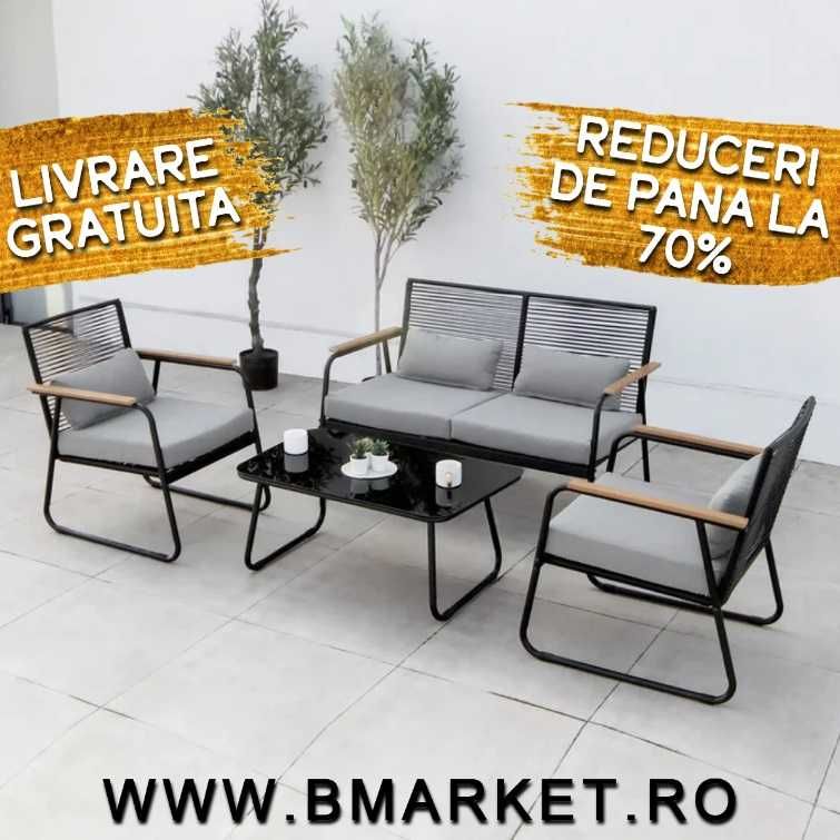Set mobilier gradina/terasa/balcon 2 fotolii + canapea și masa TIVOLI