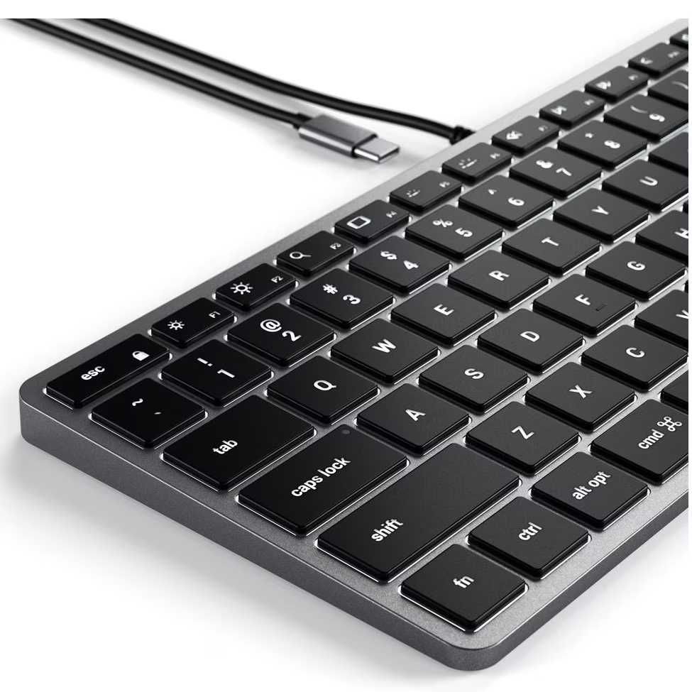 Tastatura Mac Satechi Slim W1 USB-C iluminata, US, Gri spatial, NOUA