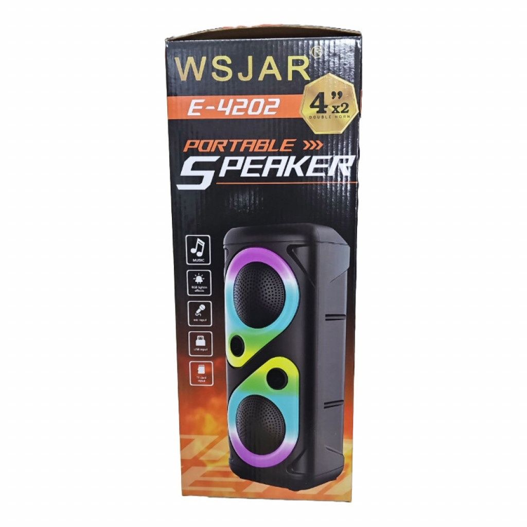 Преносим високоговорител WSJAR E-4202 с мощен бас, RGB осветление и Bl