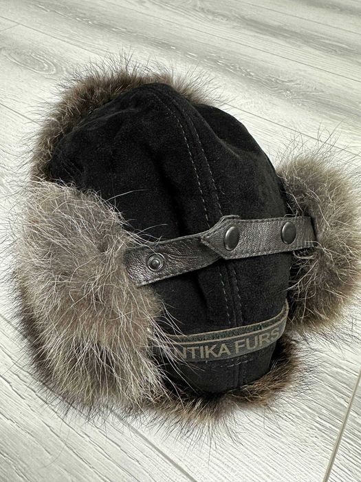 Дублёнка и шапка ушанка мех енот