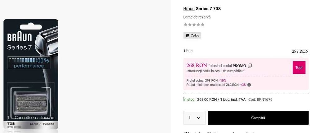 Capuri masni de ras BRAUN Seria 9 94M si Seria 7 Pulsonic 70S noi