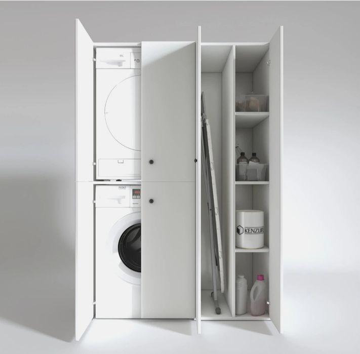 Шкаф за пералня и сушилня с място за маса гладене