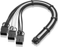 Extensie cablu GPU EZDIY-FAB, 16 pini (12+4) PCIe 5.0 la 3x8 pini